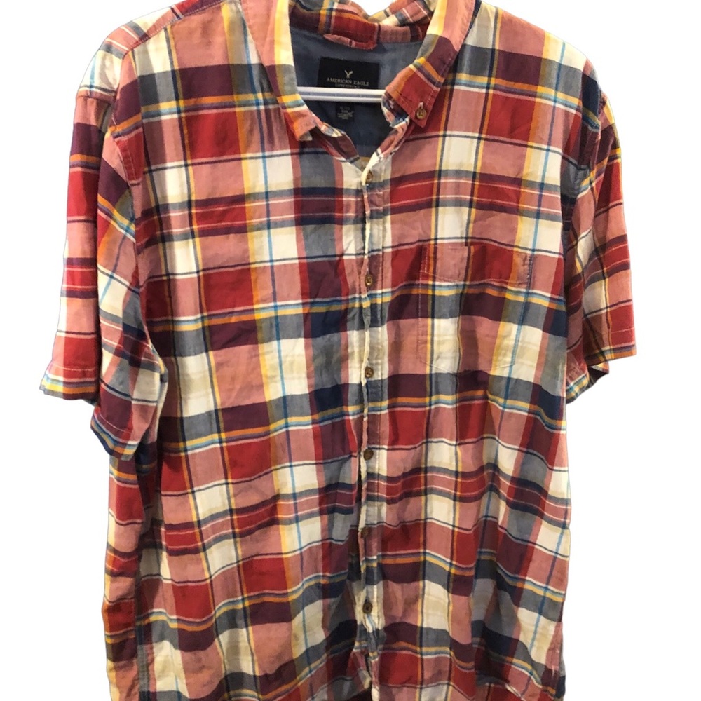 American Eagle shirt sleeve Button down plaid shirt XL
